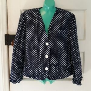 Vintage Russ blue white dotted 10 blazer jacket